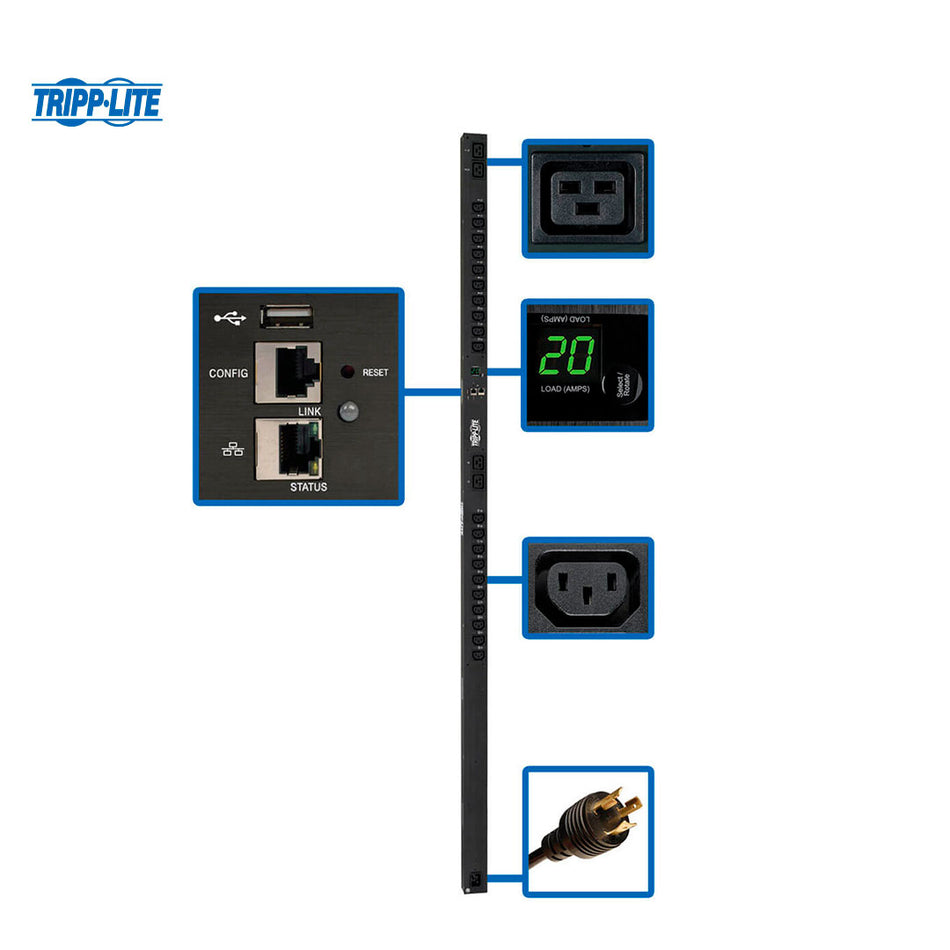 TRIPP LITE PDUMV20HVNETLX PDU controlable monofásico de 3.2-3.8kW 240V 20 C13 y 4 C19