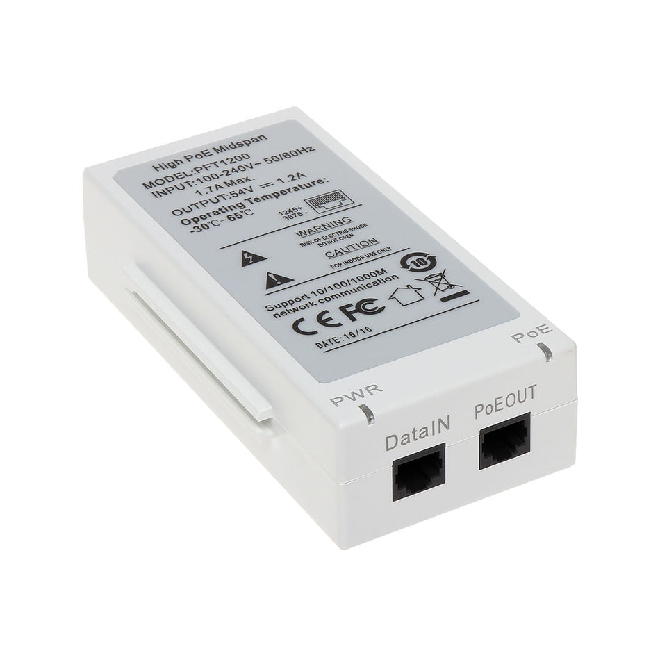 DAHUA PFT1200 - INYECTOR HIGH PoE tipo midspan PoE/PoE+/Hi-PoE 60W.