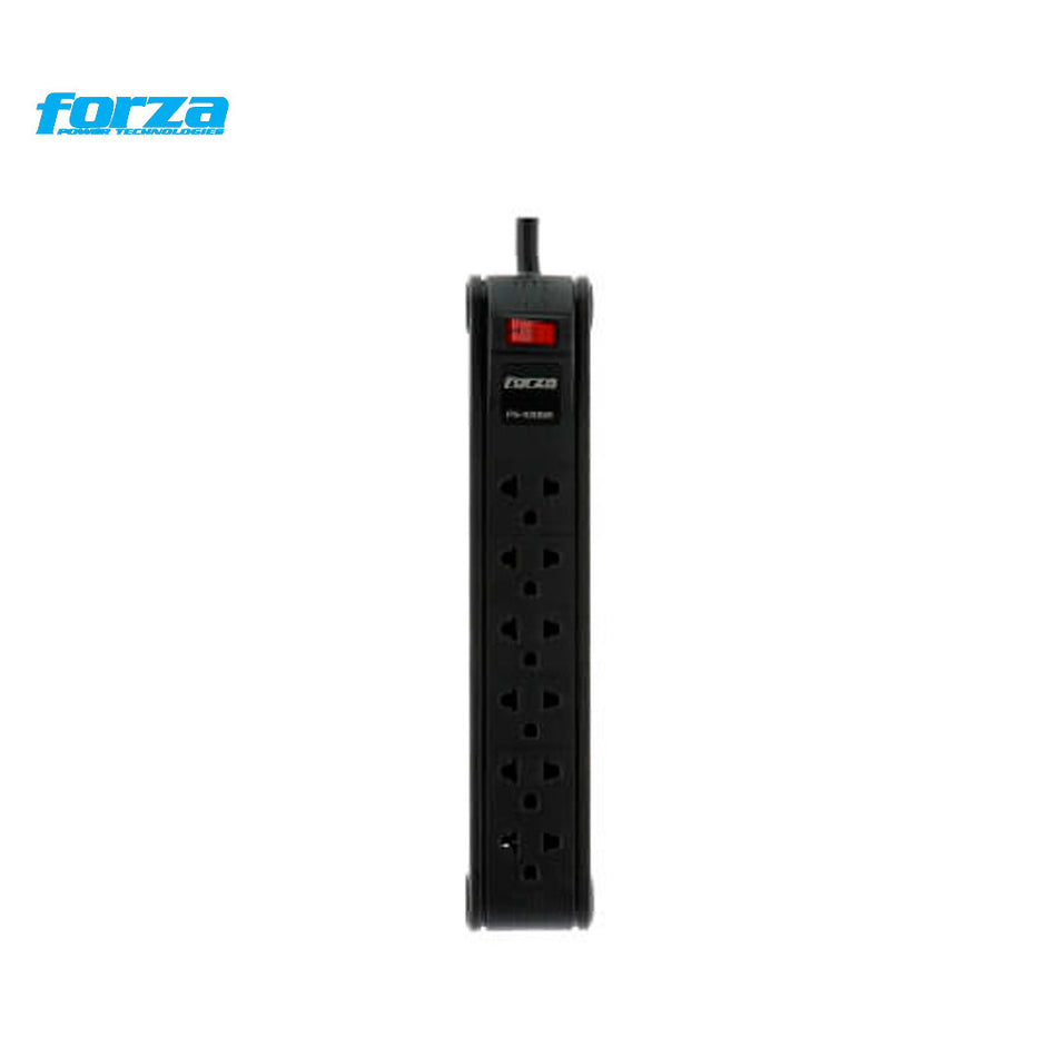 FORZA PS-1006B REGLETA NEGRA 6 TOMAS CON CABLE DE 3M