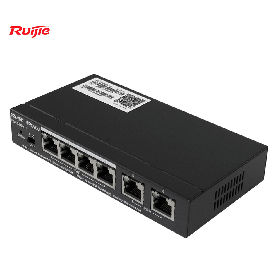 RUIJIE RG-ES206GC-P Switch 6 Puertos Gb 4P PoE 2Uplink L2
