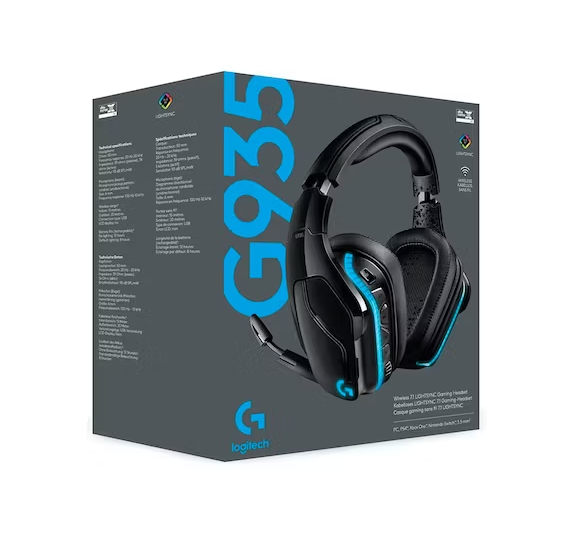 AUDIFONO C/MICROF. LOGITECH G935 RGB INALÁMBRICO 7.1 ENVOLVENTE NEGRO (981-000742)