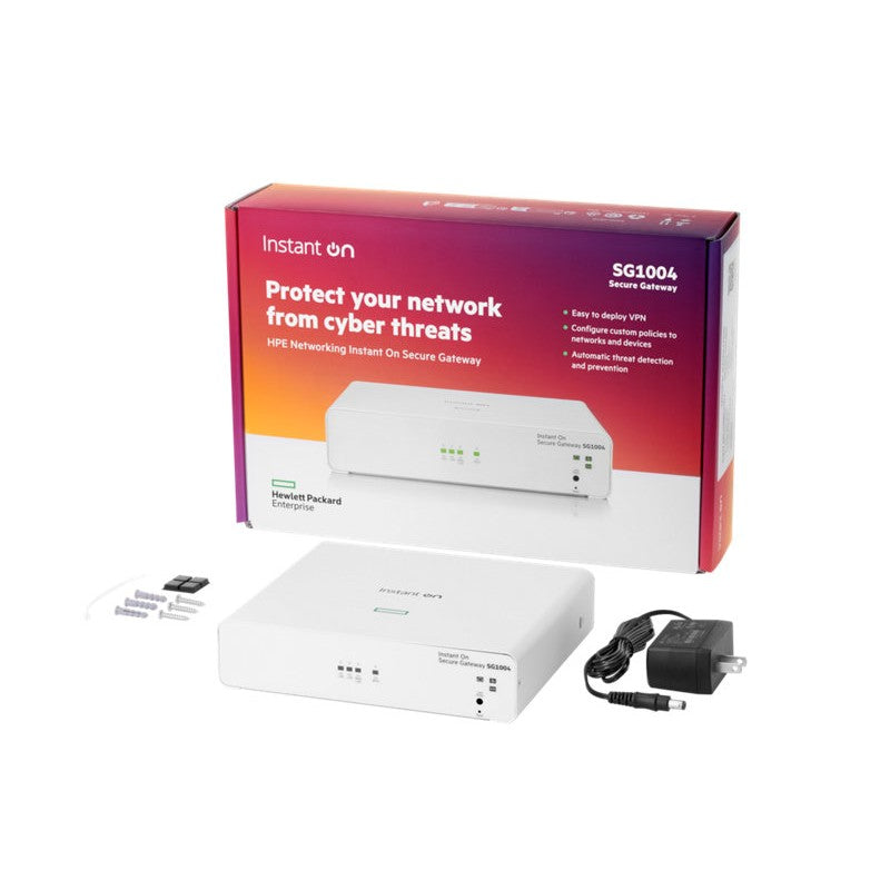 Secure Gateway HPE SG1004, 2 GB, 2 ports LAN+1 port WAN/LAN+1port WAN, 980 Mbps, 22 VLAN