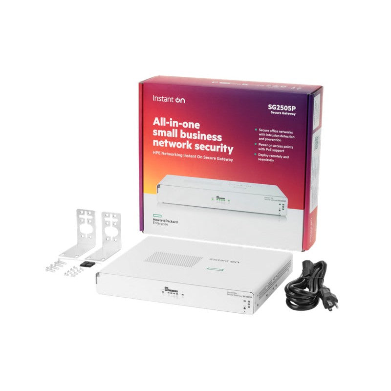 Secure Gateway HPE SG2505P, 4 GB, 4 ports Poe + 1port WAN, 2.4 Gbps, USB-A 2.0, 22 VLAN