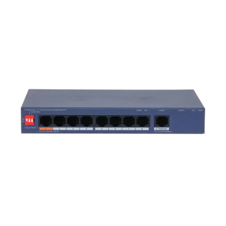 DAHUA DH-CS4009-8ET1GT-60 SWITCH POE CLOUD (DOLYNK) L2 9P (8P POE 10/100 + 1P UPLINK GIG), 60W (DIP: WATCHDOG/EXTEND 250M)
