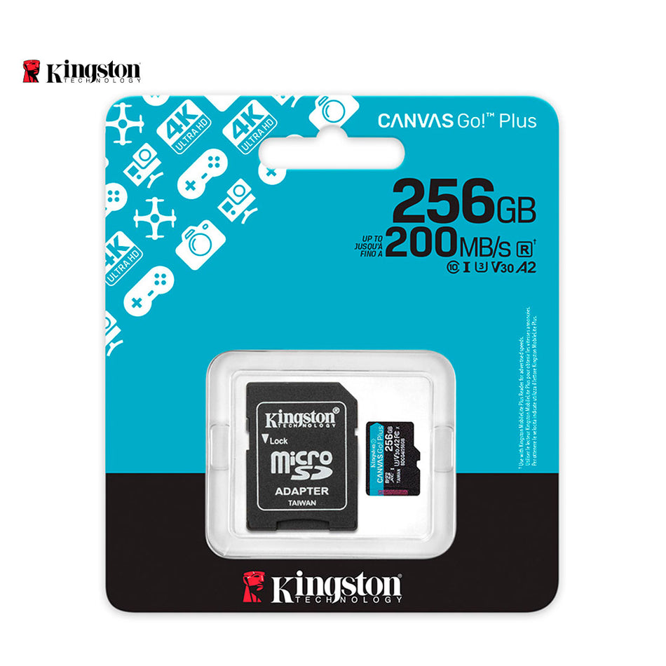 Memoria Flash microSD Kingston Canvas Go! Plus, 256GB, con adaptador SD