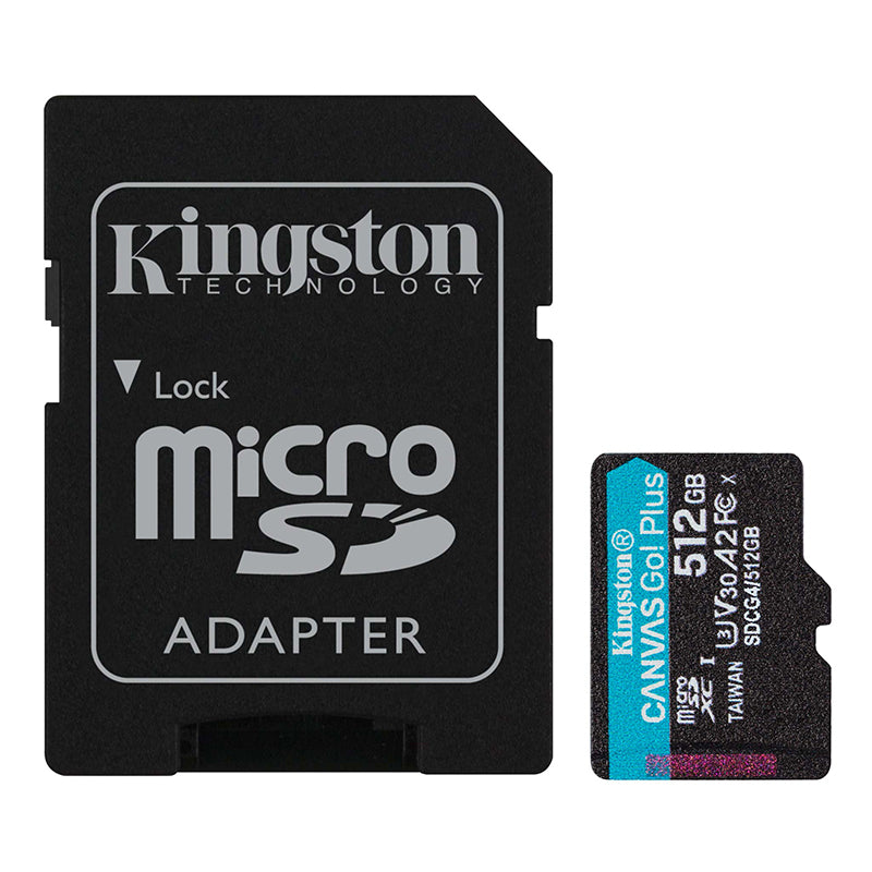 Memoria Flash microSD Kingston Canvas Go! Plus, 512GB, con adaptador SD