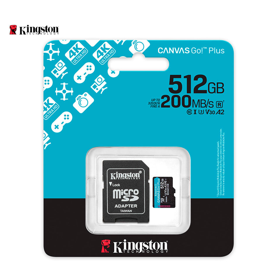 Memoria Flash microSD Kingston Canvas Go! Plus, 512GB, con adaptador SD