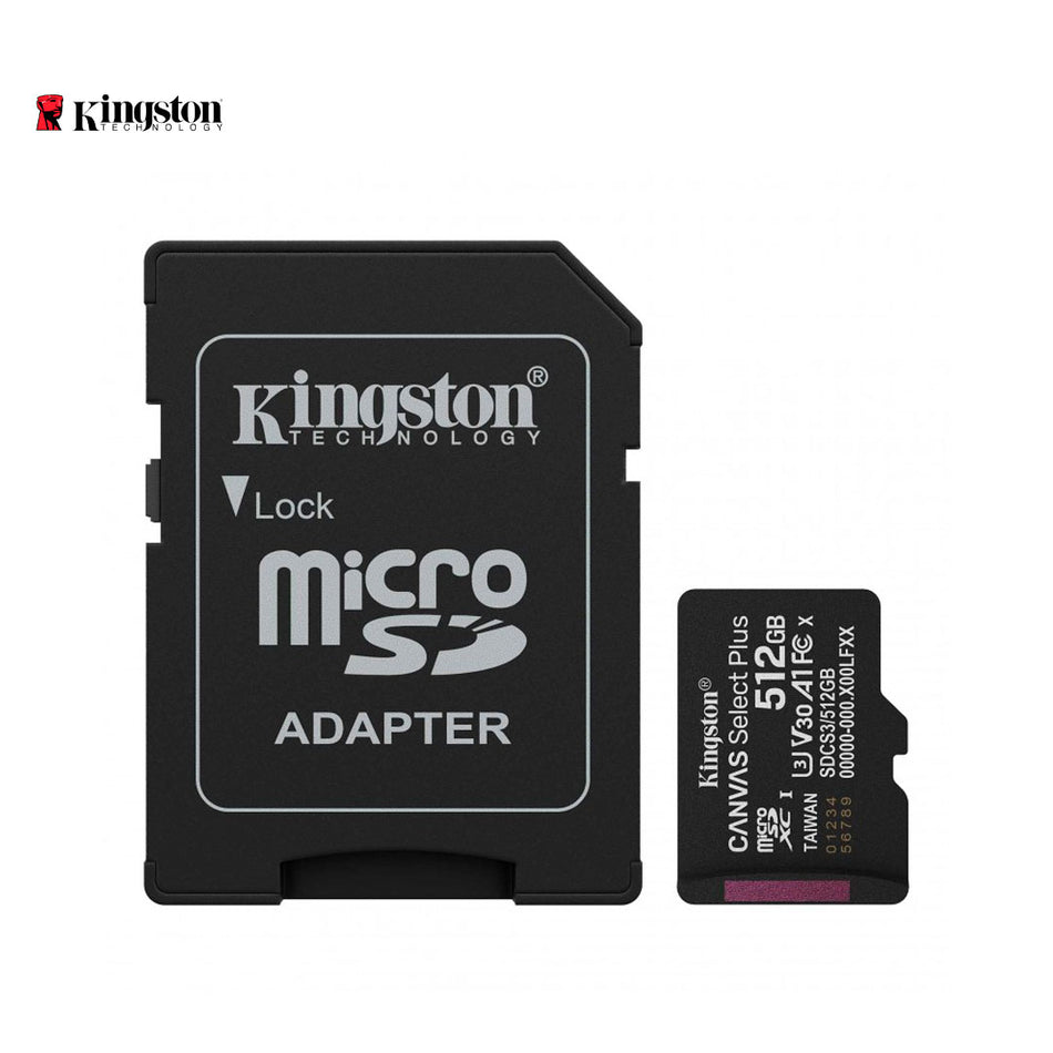Memoria Flash Kingston Select Plus Gen 3, 512GB MicroSDXC UHS-I Clase 10