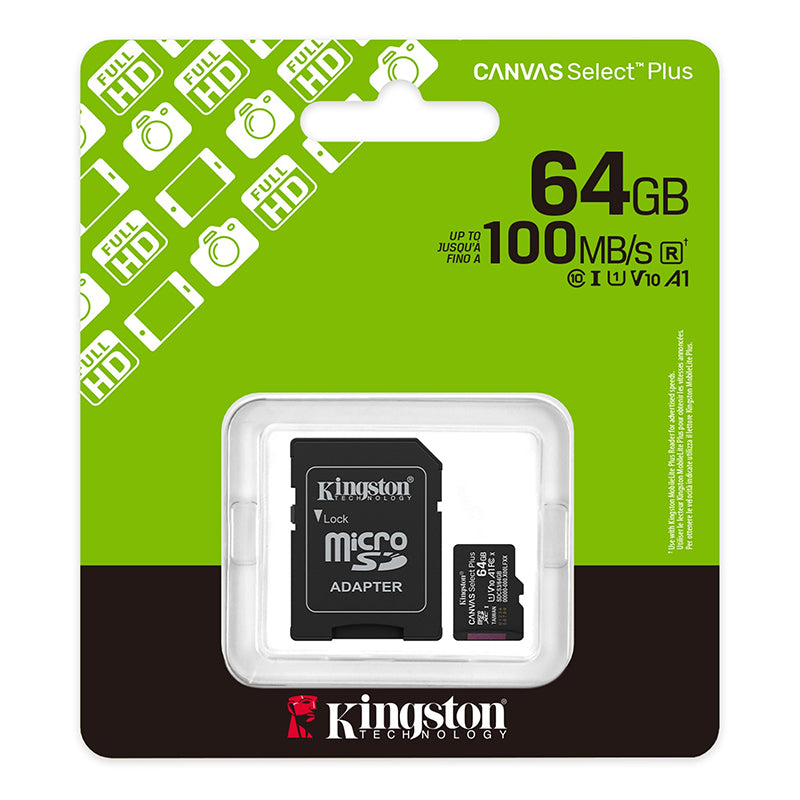 KINGSTON SDCS3/64GB Memoria MicroSD 64GB Canvas Select Plus UHS-I Clase 10
