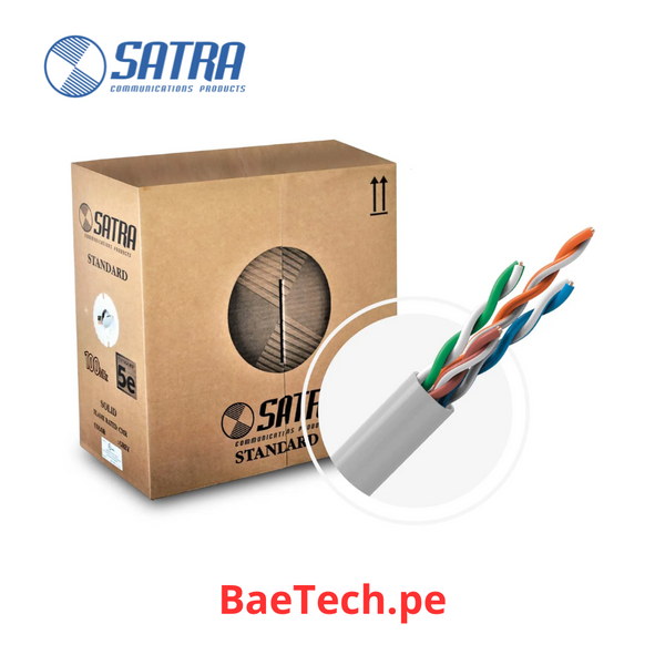 Cable UTP Categoria 5E cobre solido SATRA 0201013006 Cable de red 24awg rollo x 305m. Para uso interior. Chaqueta gris