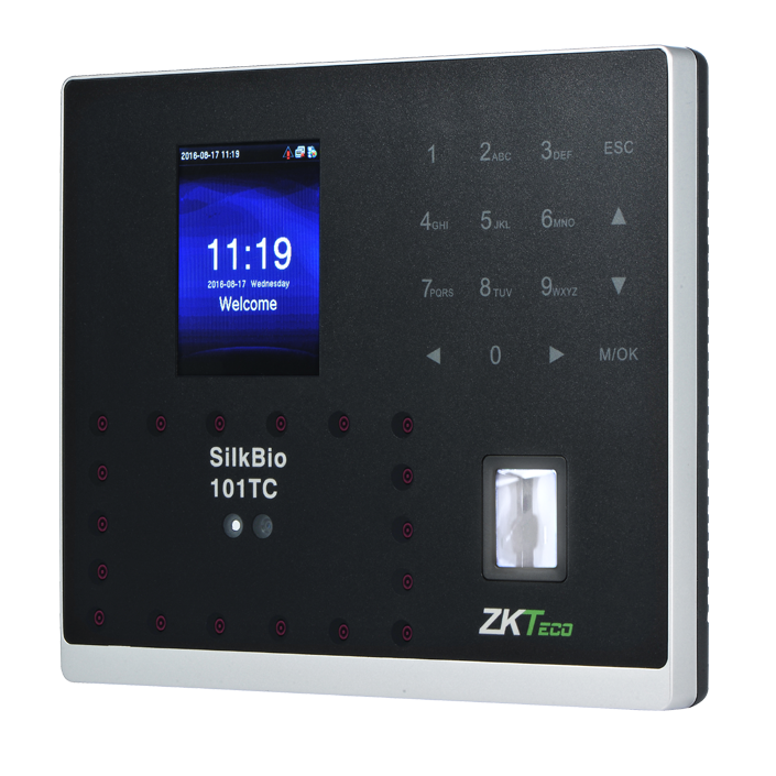 ZKTECO SILKBIO-101TC/ID - Control de Asistencia y Acceso IP con Reconocimiento Facial - Rostros 2.000, Huellas 3.000 Tarjetas RFID 3.000
