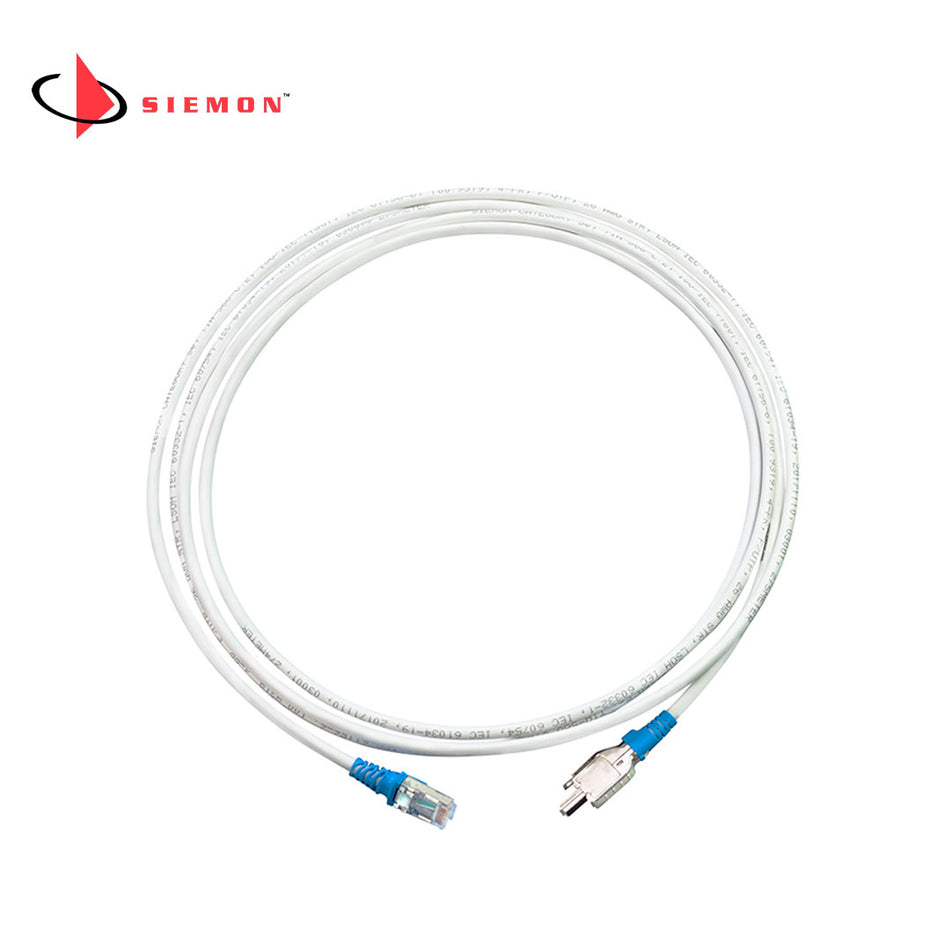 SIEMON T2E2-03M-B06L Patch Cord, TERA 2 Pares RJ-45, Cat5e LSZH, 3mts Blanco Capucha Azul.