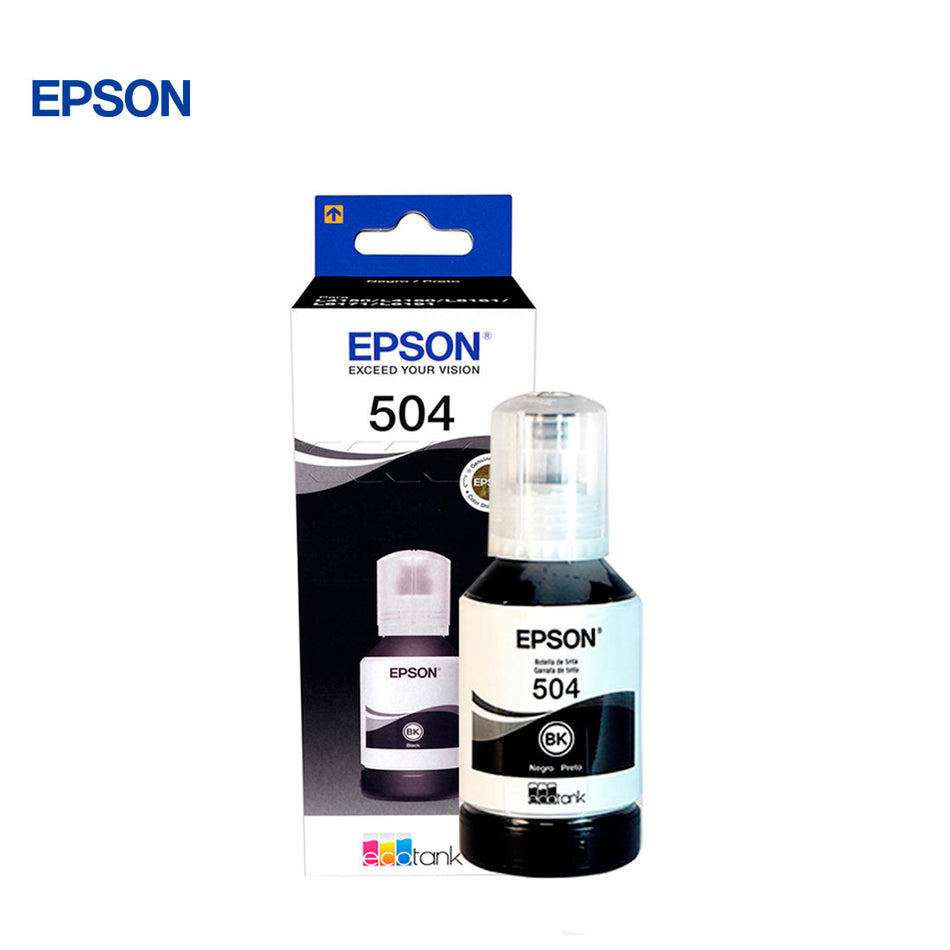 Botella de tinta EPSON T504, color negro, contenido 127ml, para impresoras EPSON L4160
