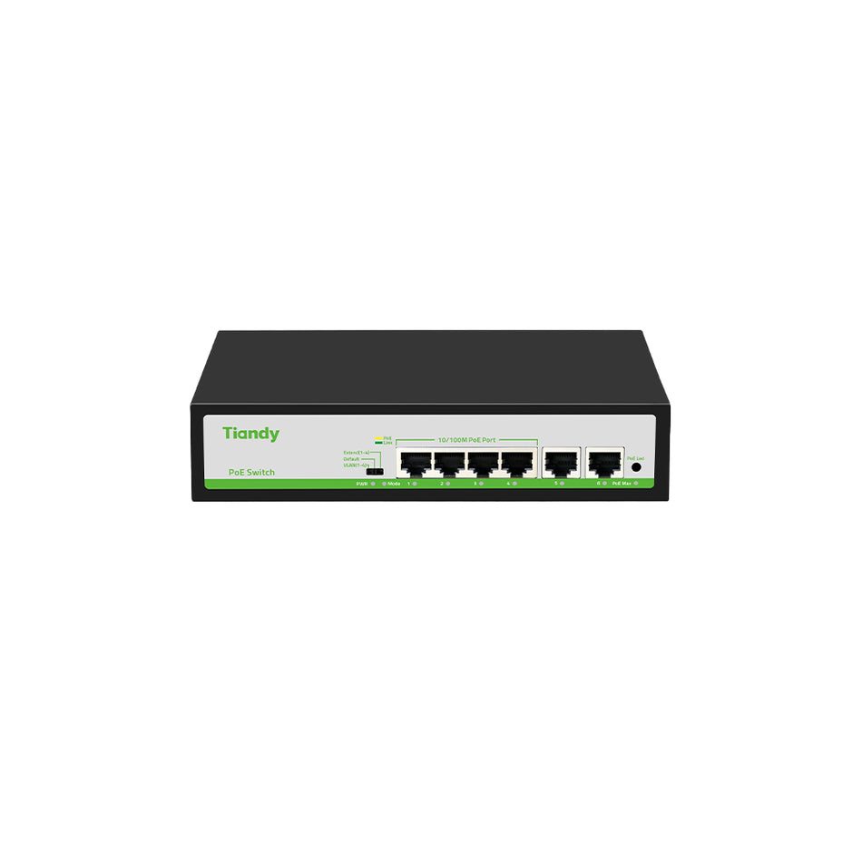 TIANDY Switch 4 puertos PoE (10/100Mbps) + 2 UpLink RJ45 (10/100Mbps)