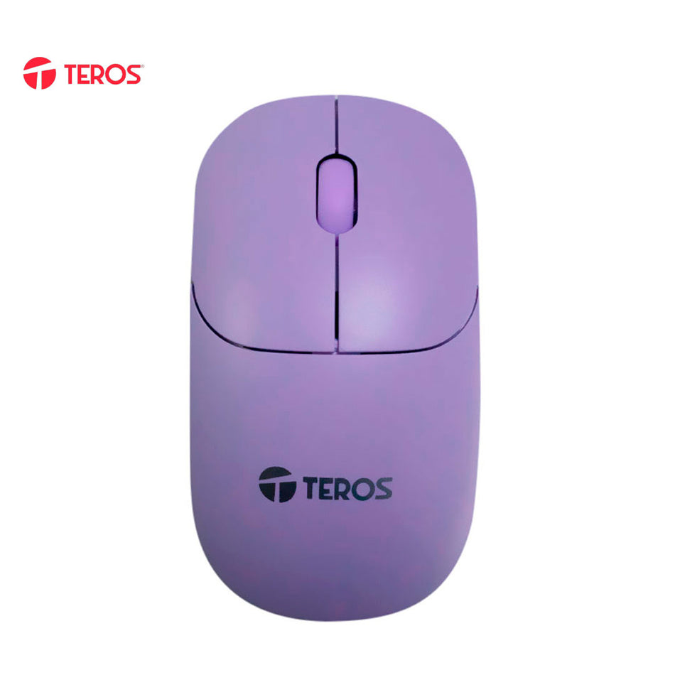 Mouse óptico inalámbrico TEROS TE-1219S, 1000 DPI, receptor USB, 3 botones, color morado