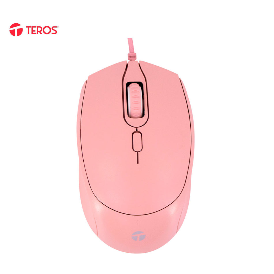 Mouse Óptico Teros TE-1226S, 800-1200-1600 DPI, USB, 4 Botones, Color Rosado