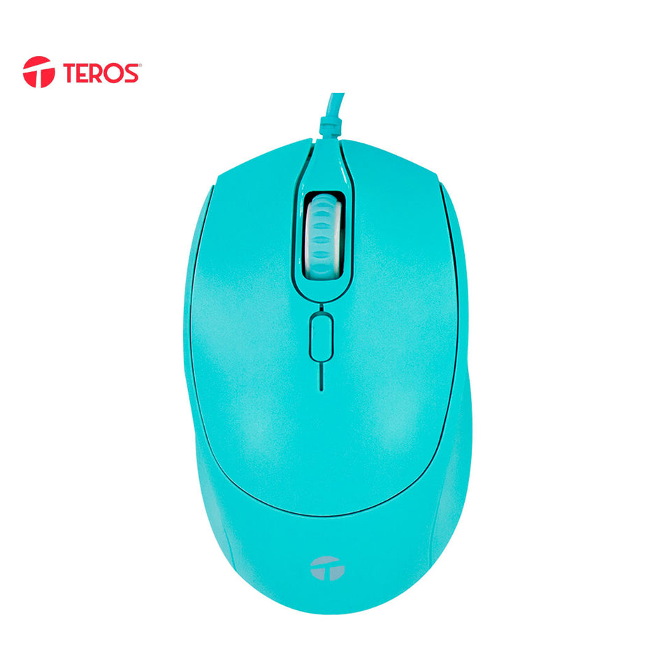 Mouse óptico TEROS TE-1227S, 800-1200-1600 DPI, USB, 4 botones, color verde