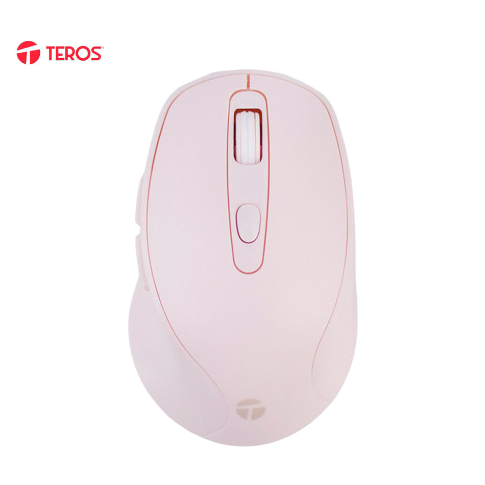 Mouse inalámbrico TEROS TE-1234S, 2.4GHz, 6 botones, USB, rosado