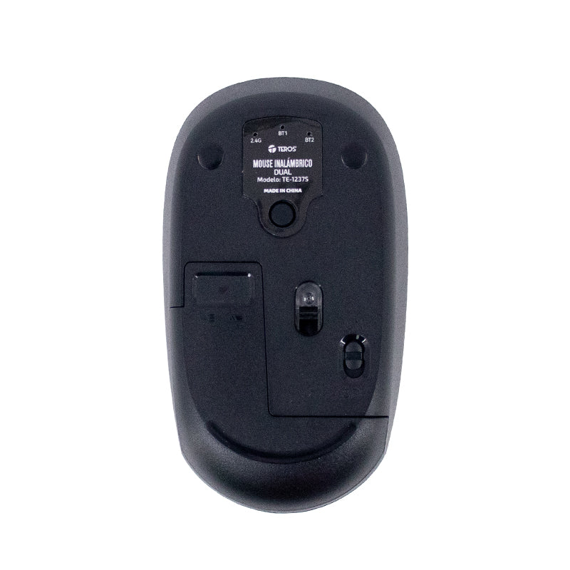 Mouse Inalámbrico Teros TE-1237S, BT 5.0, 2.4GHz, USB, Color Negro