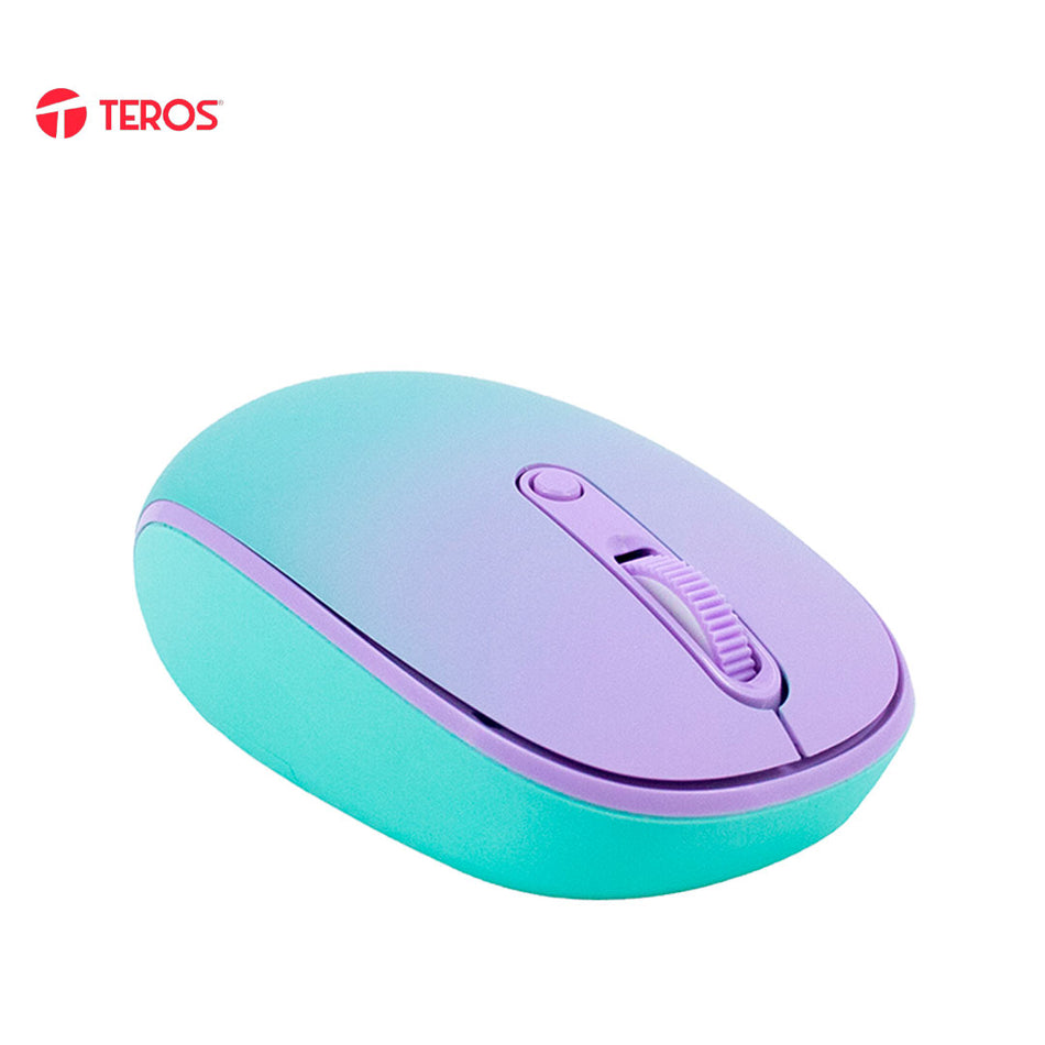 Mouse Inalámbrico Teros TE-1239S, 2.4GHz, 4 botones, USB, Color Purple