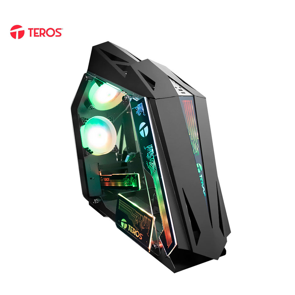 Case gamer TEROS TE-1314G, Mid Tower, USB 3.0 / USB 2.0, audio, ventilador ARGB, negro