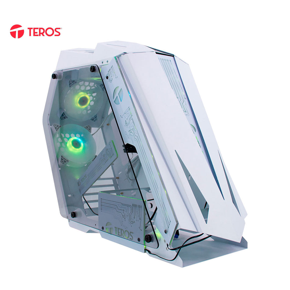 Case gamer TEROS TE-1316G, Mid Tower, USB 3.0 / USB 2.0, audio, ventilador ARGB, blanco