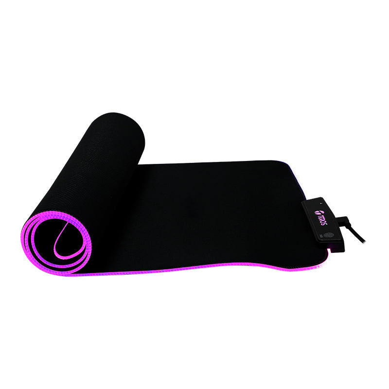 Mouse pad gamer TEROS TE-3013G, RGB, USB a tipo C, negro