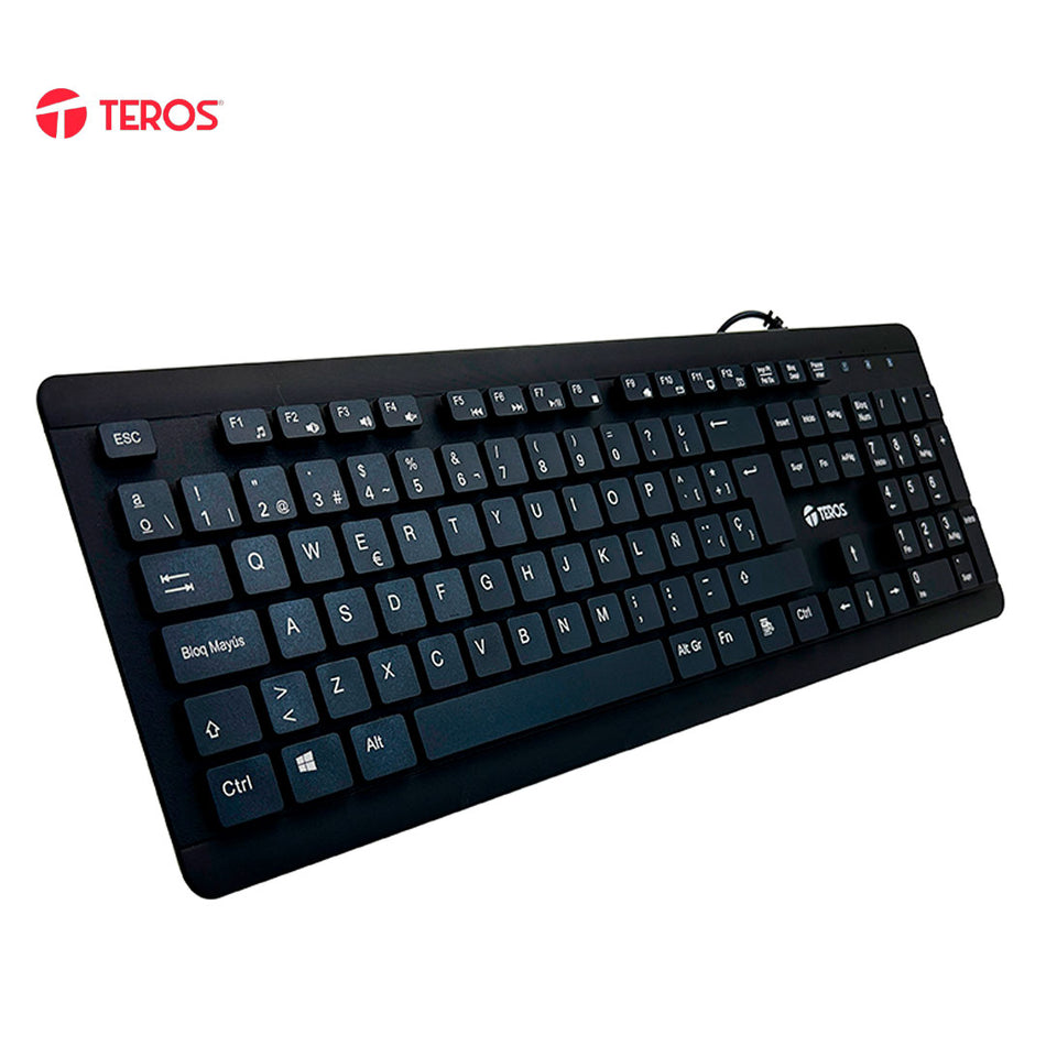 Teclado lavable TEROS TE-4065N, IPX7, USB, negro