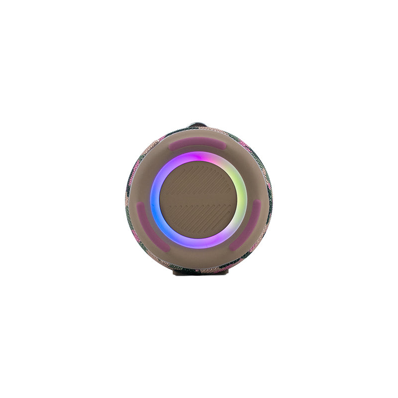 Parlante TEROS Ultra TE-6046M, BT 5.3, RGB, TWS, color marrón militar camuflado