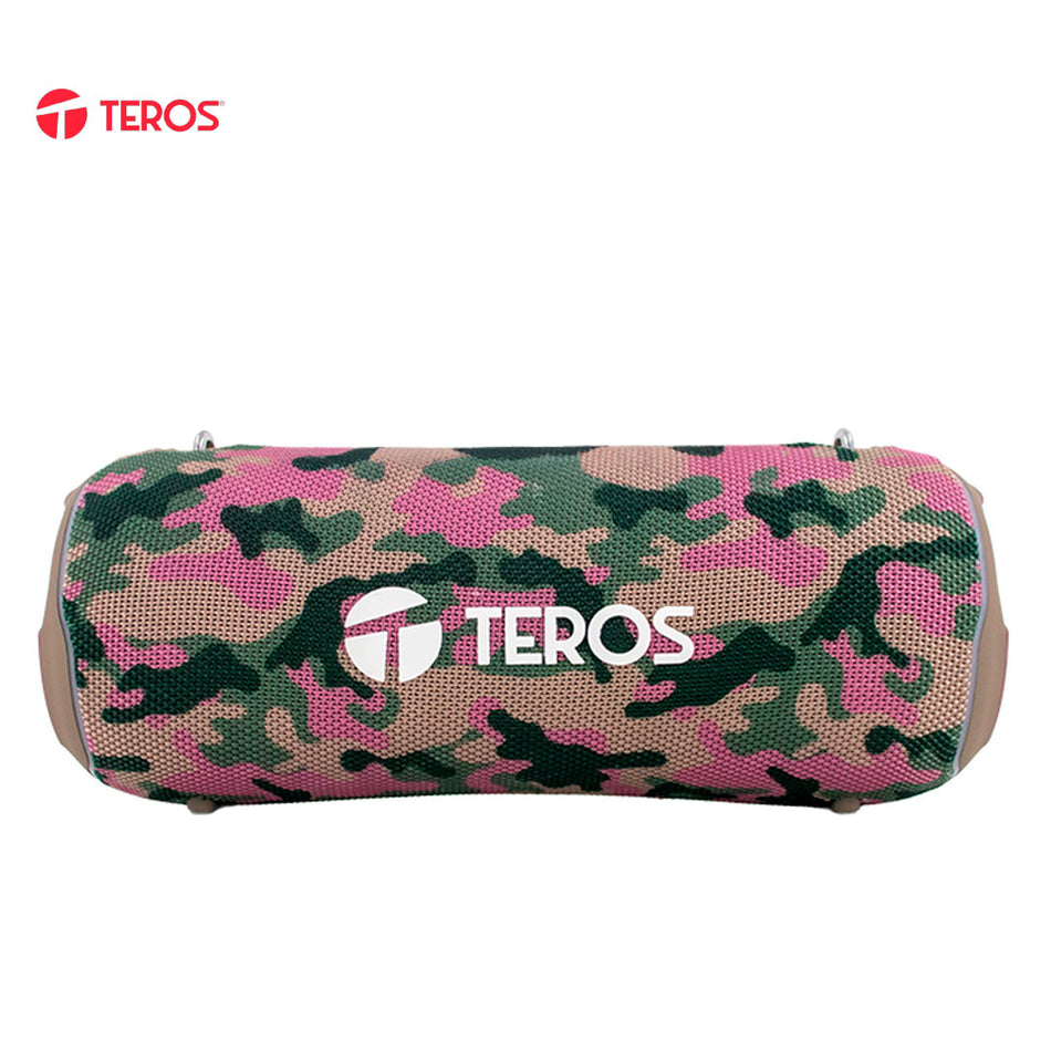 Parlante TEROS Ultra TE-6046M, BT 5.3, RGB, TWS, color marrón militar camuflado
