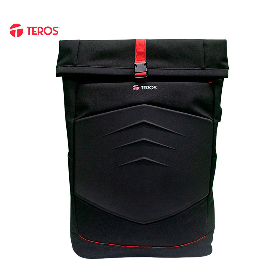 Mochila Gamer TEROS TE-IDS18588, para Notebooks de hasta 15.6" - Color Negro/Rojo