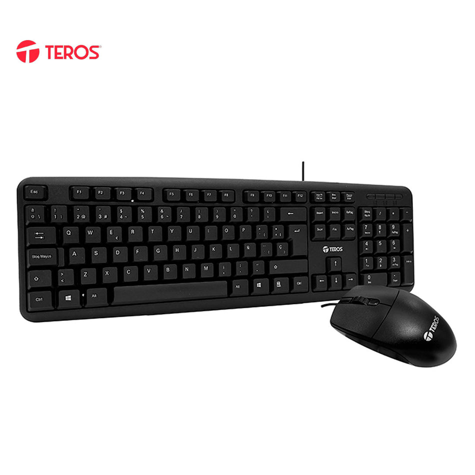 Kit teclado y mouse TEROS TE-4062N, USB, acabado elegante, negro, español / óptico