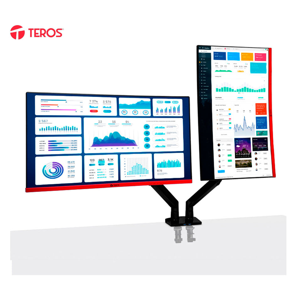 Rack para 2 monitores de 22" a 32" / Brazo soporte TEROS TE-7114