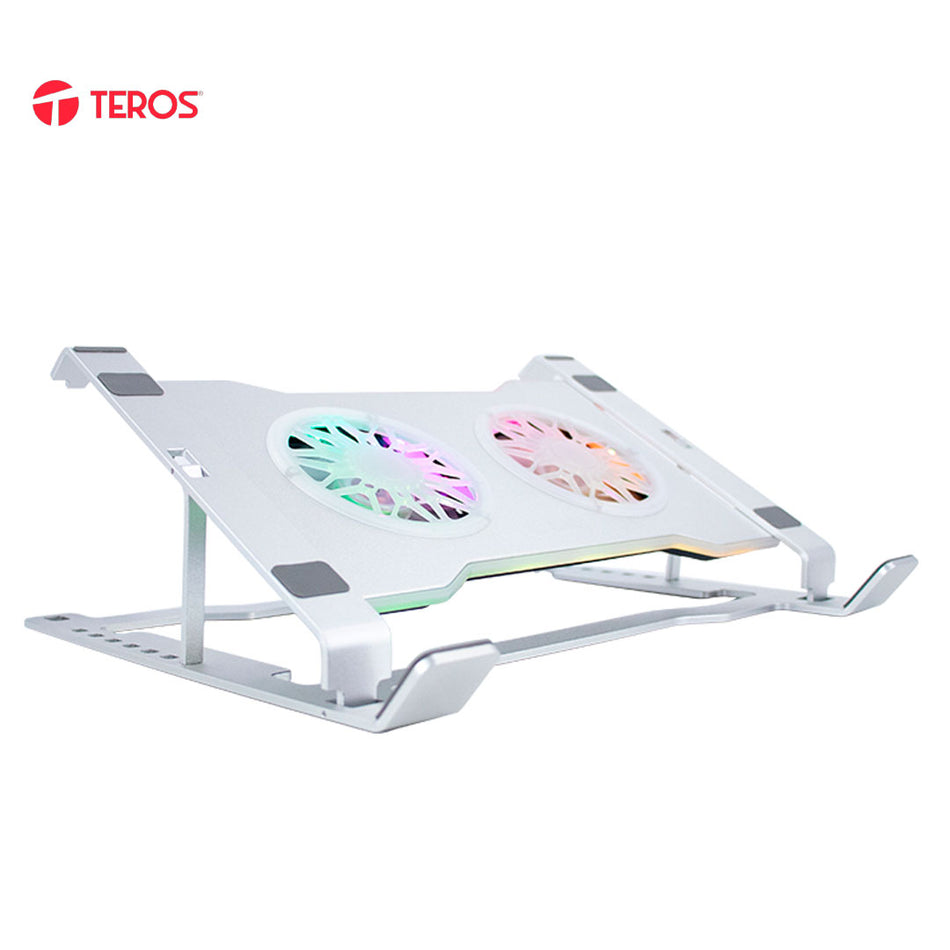 Cooler para notebook TEROS TE-7135N, soporta tablets y notebooks de 9" hasta 16", plateado