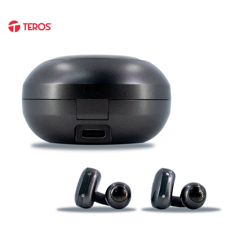 Audífonos TEROS TE-8079N, Bluetooth, TWS, negro