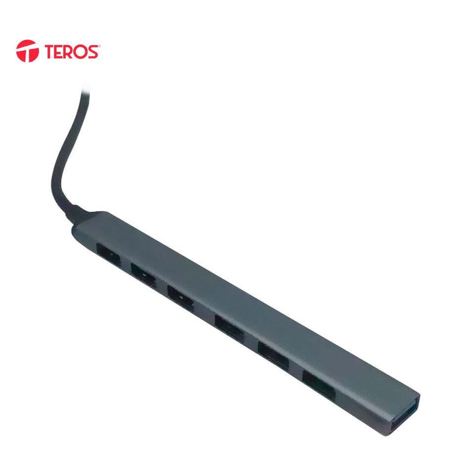 Hub USB de 7 puertos TEROS TE-8083N, USB 2.0 de 6 puertos y USB 3.0 de 1 puerto
