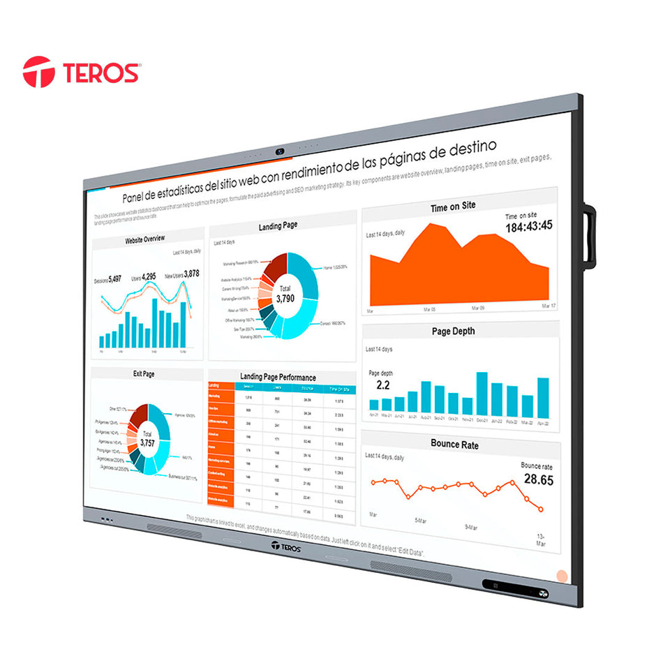 Pantalla Táctil Interactiva TEROS TE8612W, 86" D-LED IPS (3840x2160), 8ms, 8GB, Android 14