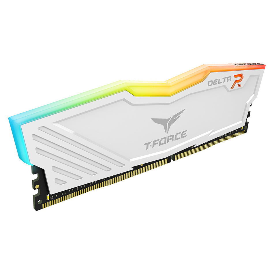 Memoria Ram TEAMGROUP T-FORCE DELTA RGB 16GB (2 x 8GB) DDR4-3600MHz, CL18, 1.35V, RGB, Blanco