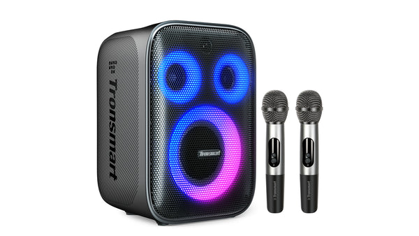 Parlante Tronsmart Bluetooth Halo 200 Karaoke con 2 micrófonos, altavoz fuerte con sonido potente y graves profundos.