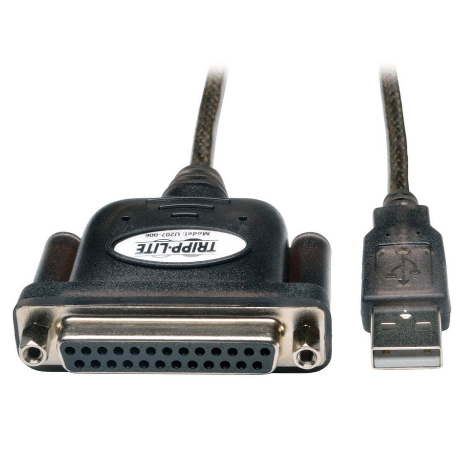 TRIPP LITE U207-006 Cable Adaptador de Oro Paralelo para Impresora USB de Alta Velocidad a IEEE 1284 (USB-A a DB25 M/H), 1.83m