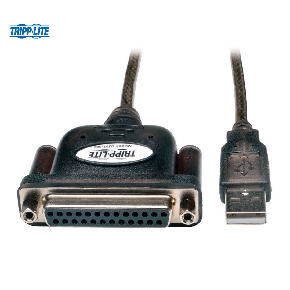 TRIPP LITE U207-006 Cable Adaptador de Oro Paralelo para Impresora USB de Alta Velocidad a IEEE 1284 (USB-A a DB25 M/H), 1.83m