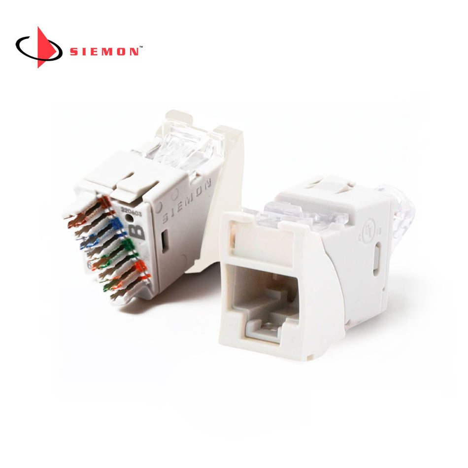 SIEMON U6-H02NB Jack RJ-45 Cat6 UltraMAX para Placas Plano/Angular color Blanco (No incluye íconos Z-ICON-**B)