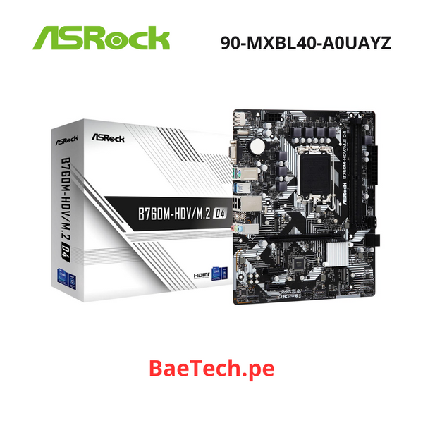 Placa madre Asrock B760M-HDV/M.2 D4 Intel B760 LGA 1700 micro ATX - 90-MXBL40-A0UAYZ