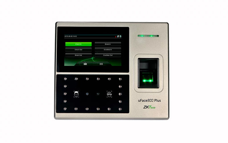 Reloj Biométrico de control y acceso ZKTECO UFACE800 PLUS ID Touch 4.3", Huella, Palma y Rostro, con bateria