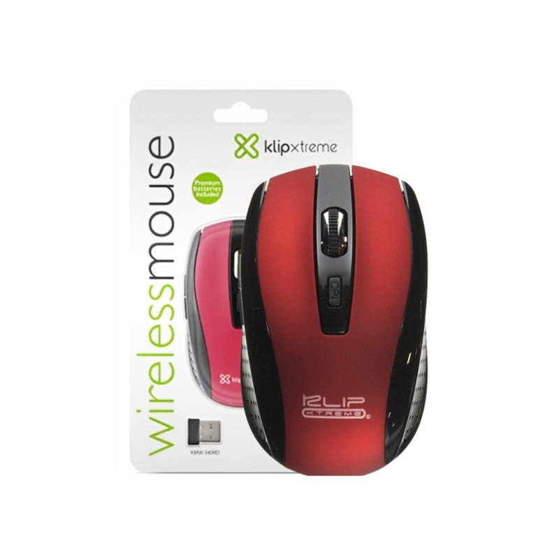 Mouse Klip Xtreme Klever Wireless 2.4 GHz Inalámbrico USB Nano - KMW-340RD