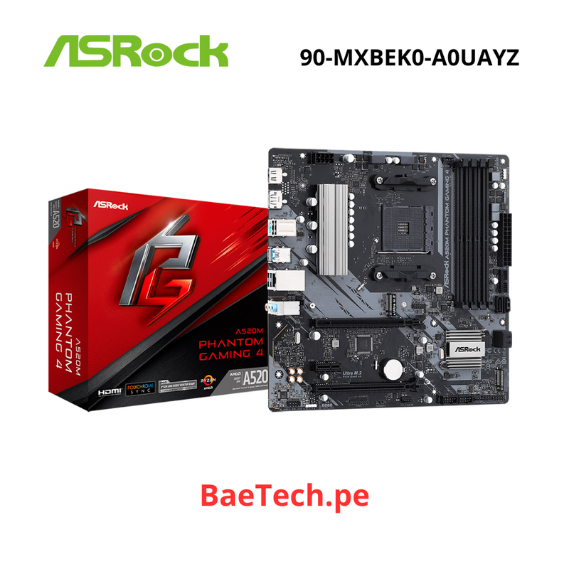 PLACA ASROCK A520M PHANTOM GAMING 4 ( 90-MXBEK0-A0UAYZ ) AM4