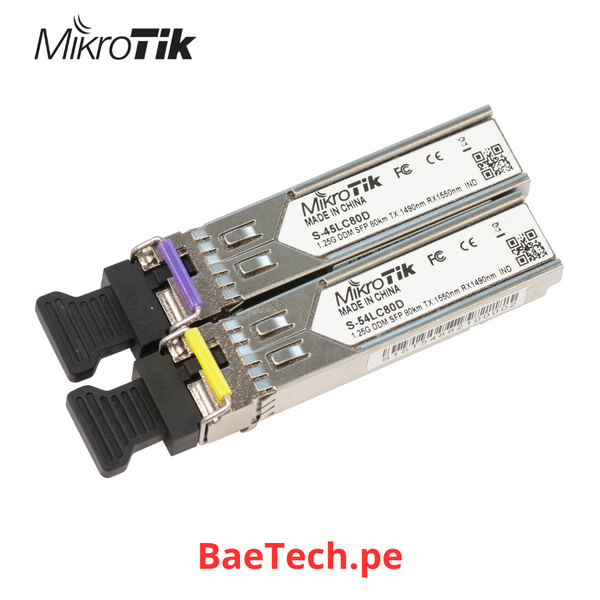 MIKROTIK S-4554LC80D - 1.25G, SM, 80KM, T1550NM / R1490NM, CONECTOR LC, DDM. COMPATIBLE CON TODOS LOS PRODUCTOS