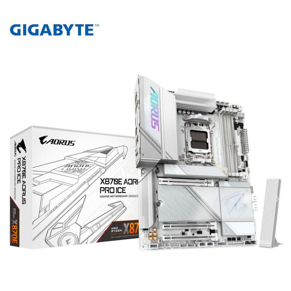 Placa base Gigabyte X870E AORUS PRO X ICE, AM5, DDR5, ATX, Blanco