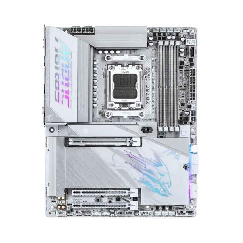 Placa base Gigabyte X870E AORUS PRO X ICE, AM5, DDR5, ATX, Blanco