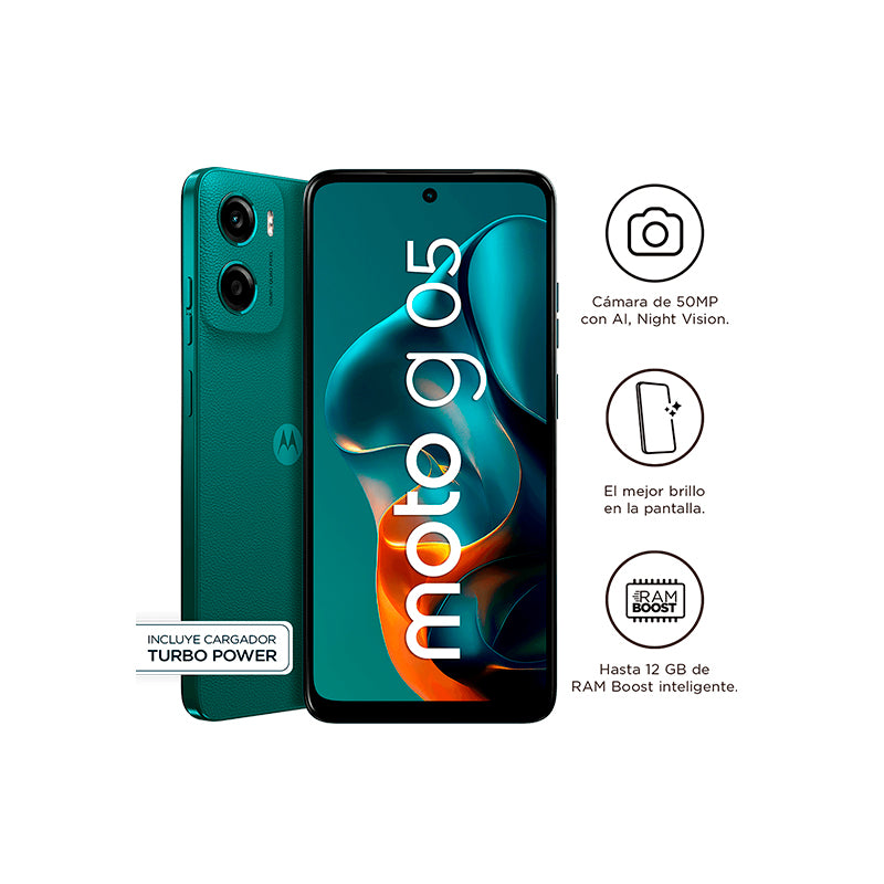 Celular Motorola moto g05, Pantalla: 6.7"/LCD/HD+/90Hz, SO: Android 15, Color Verde
